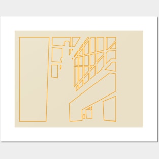 Gold Architectural Minimalist Line Posters and Art